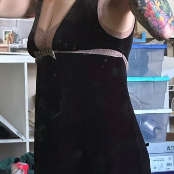 Free People Black Velour Velvet Sleeveless Mini size M Dress New W/Defect - Picture 5 of 6